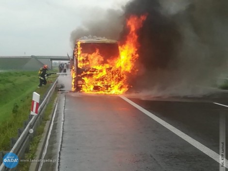 Pożar autobusu na A4