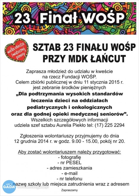 WOŚP poszukuje wolontariuszy