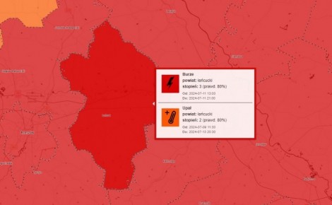 Ostrzeżenie 3. stopnia dla powiatu